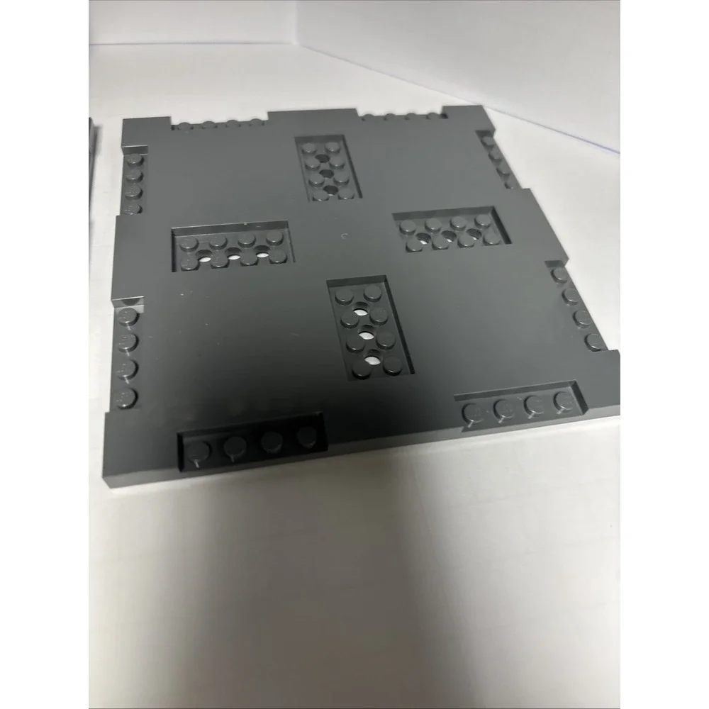 LEGO Plate 69958 PLATE 16X16X2/3, W/ 8 CUT OUT Dark Stone‎ Grey Lot Of 4